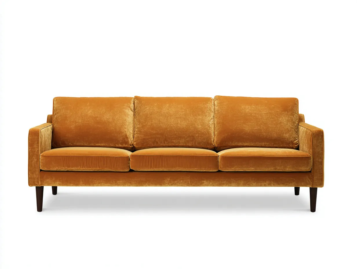 Sofá de 3 plazas 220×90×85 cm - tela amarillo - diseño confortable para salón