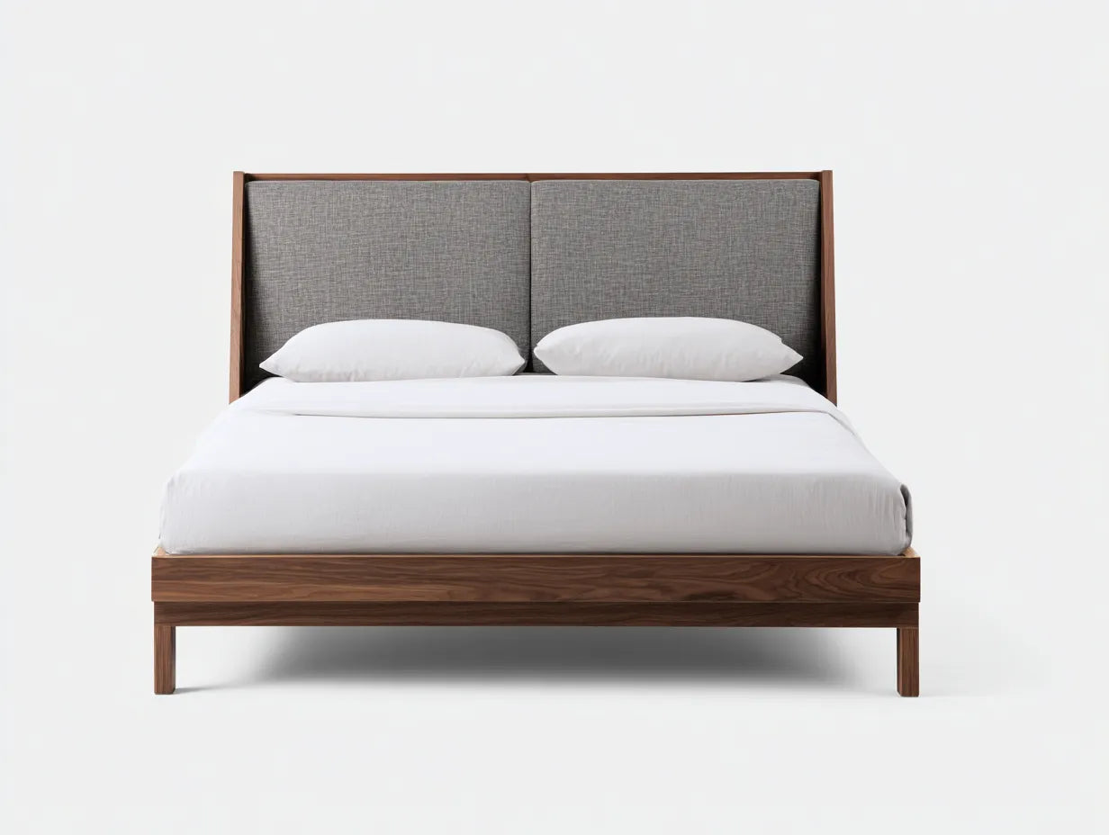 Cama doble 200×180×120 cm - madera marrón - cabecero tapizado moderno para dormitorio
