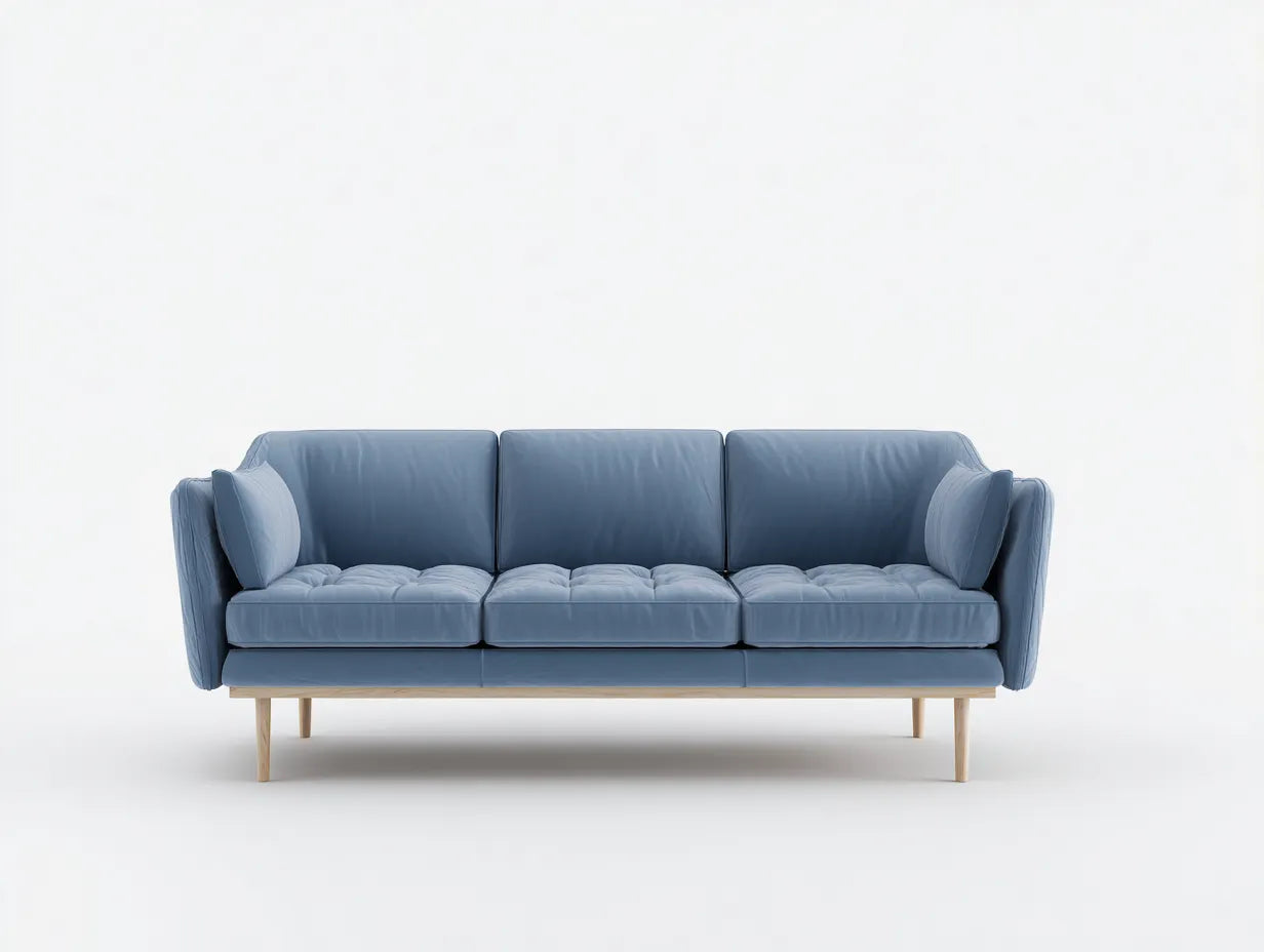 Sofá de 3 plazas 220×90×82 cm - tela azul - estilo moderno para salón