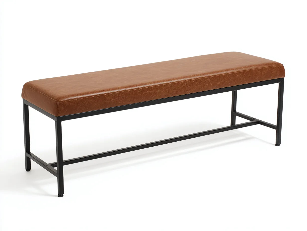 Banco de dormitorio 160×40×45 cm - marrón - asiento acolchado con estructura metálica moderna