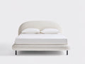 Cama tapizada 210×180×105 cm - blanco - diseño curvo para dormitorio