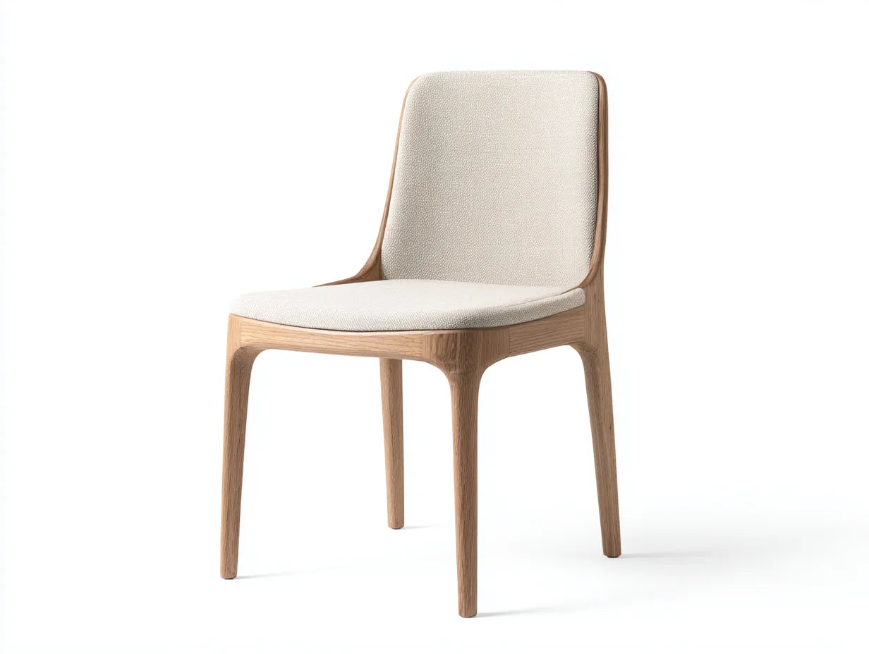 Silla de comedor 61×58×82 cm - madera marrón y tela beige - diseño moderno para salón