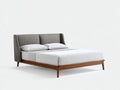 Cama doble 220×180×105 cm - madera marrón y tela gris - estilo moderno para dormitorio