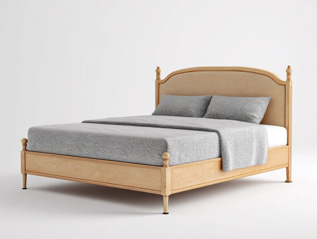 Cama doble 200×180×120 cm - madera natural - estilo clásico para dormitorio