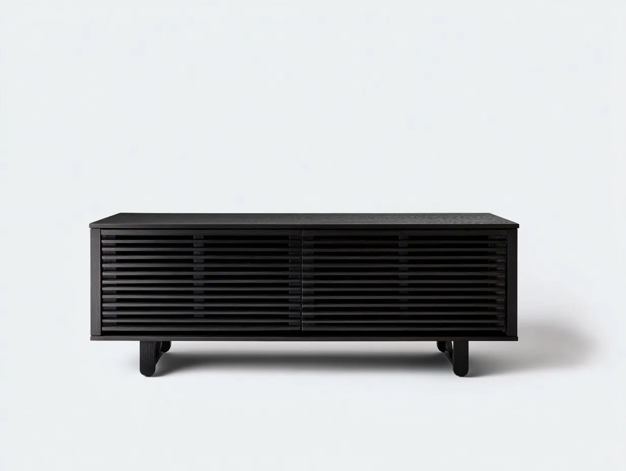 Mueble para TV 180×42×60 cm - madera negra - estilo contemporáneo salón