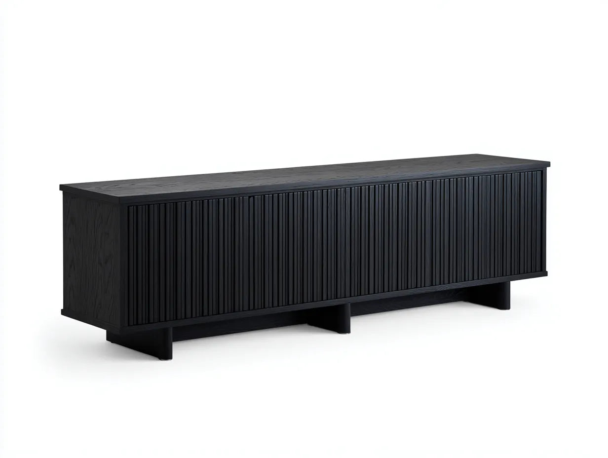 Mueble para TV 160×40×52 cm - madera negra - estilo contemporáneo para salón