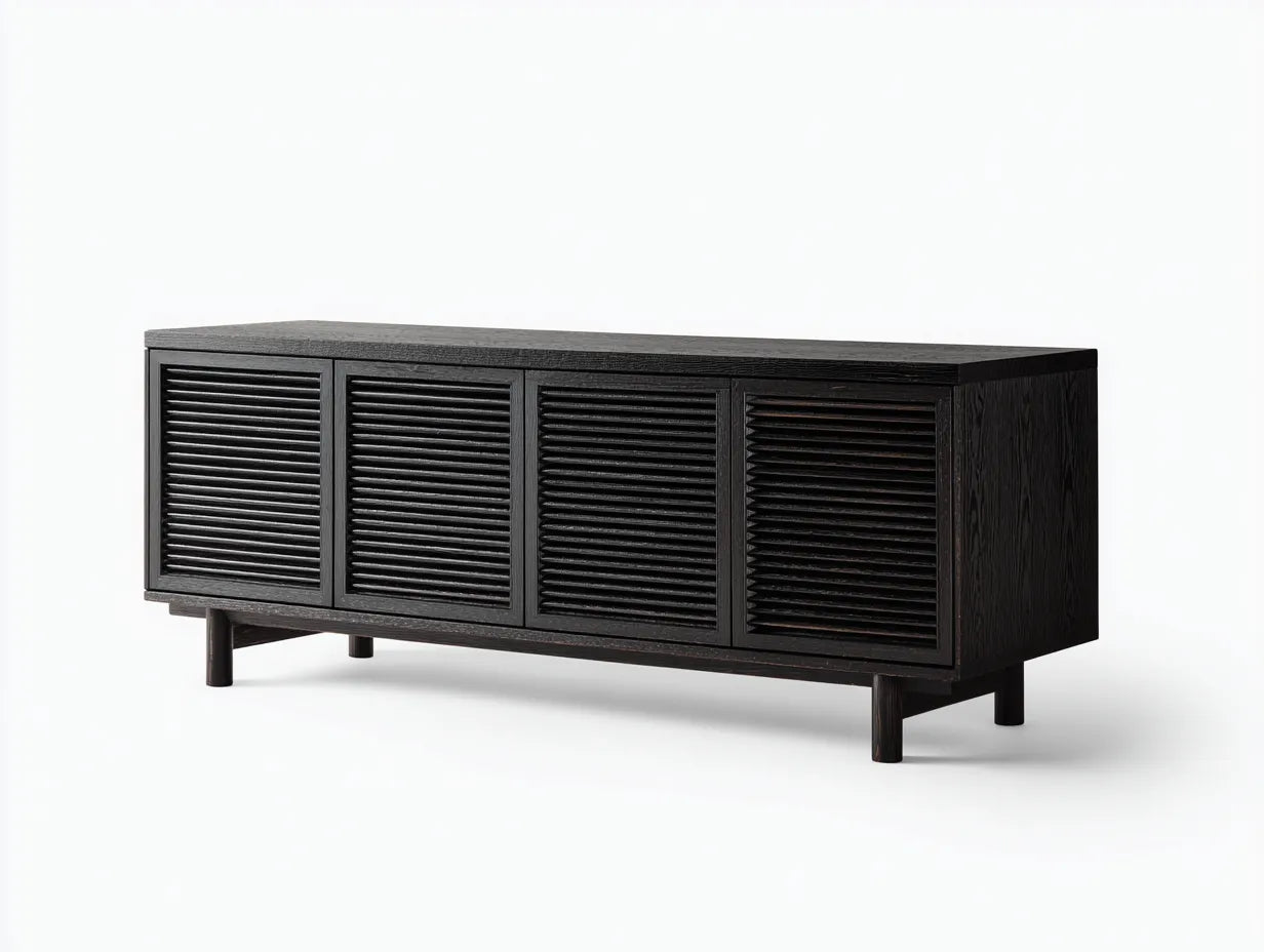 Mueble para TV 200×42×58 cm - madera negro - estilo elegante para salón