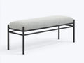 Banco de dormitorio 150×45×50 cm - tapizado gris con base metal negro - estilo minimalista