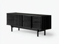 Mueble para TV de madera 190×42×58 cm - negro - con frente de lamas