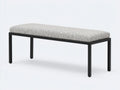 Banco de dormitorio 140×45×45 cm - tela gris y estructura metal negro - estilo moderno