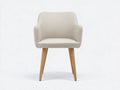 Silla de comedor de madera y tejido 50×56×86 cm - blanco y marrón claro - respaldo acolchado