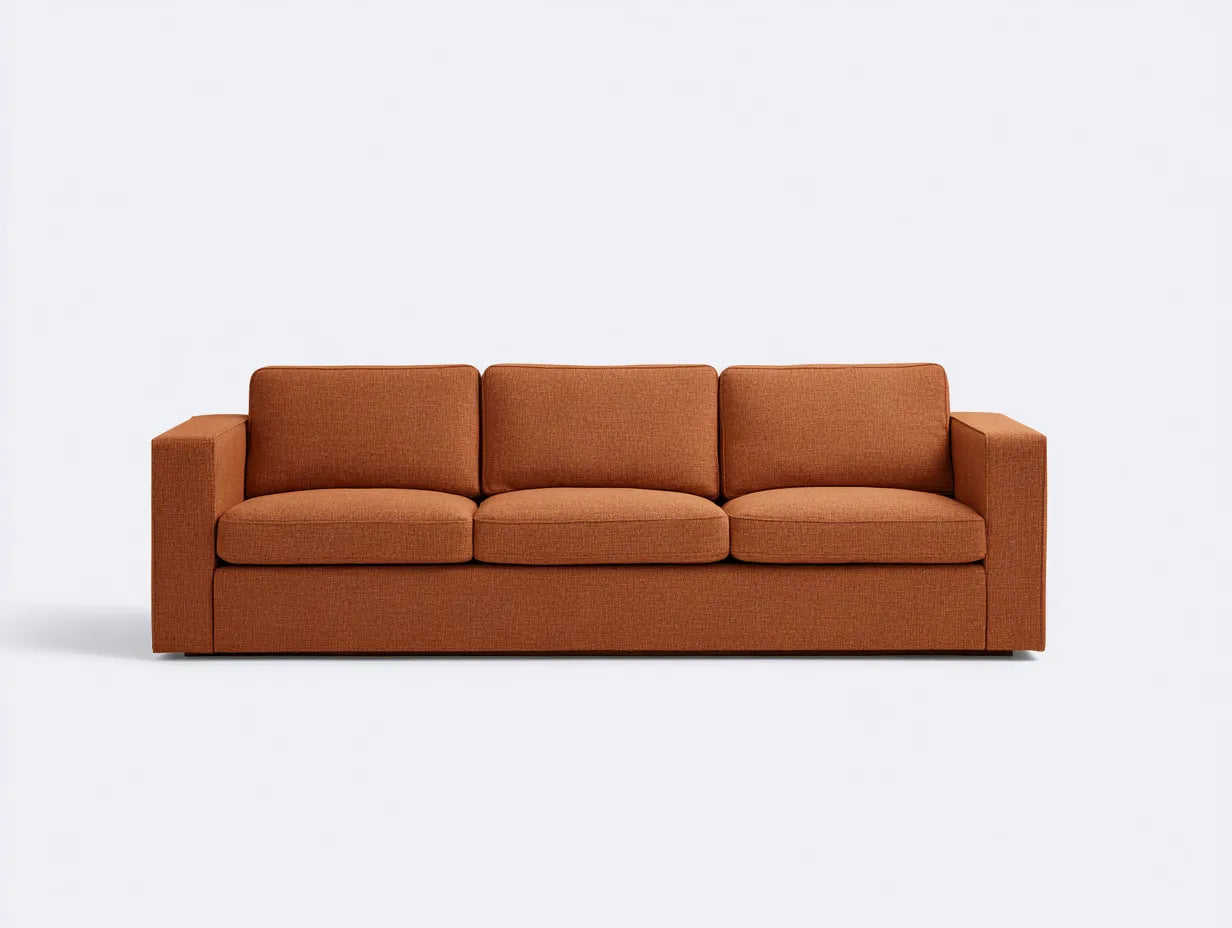 Sofá de 3 plazas 230×90×82 cm - tela naranja - estilo contemporáneo para salón