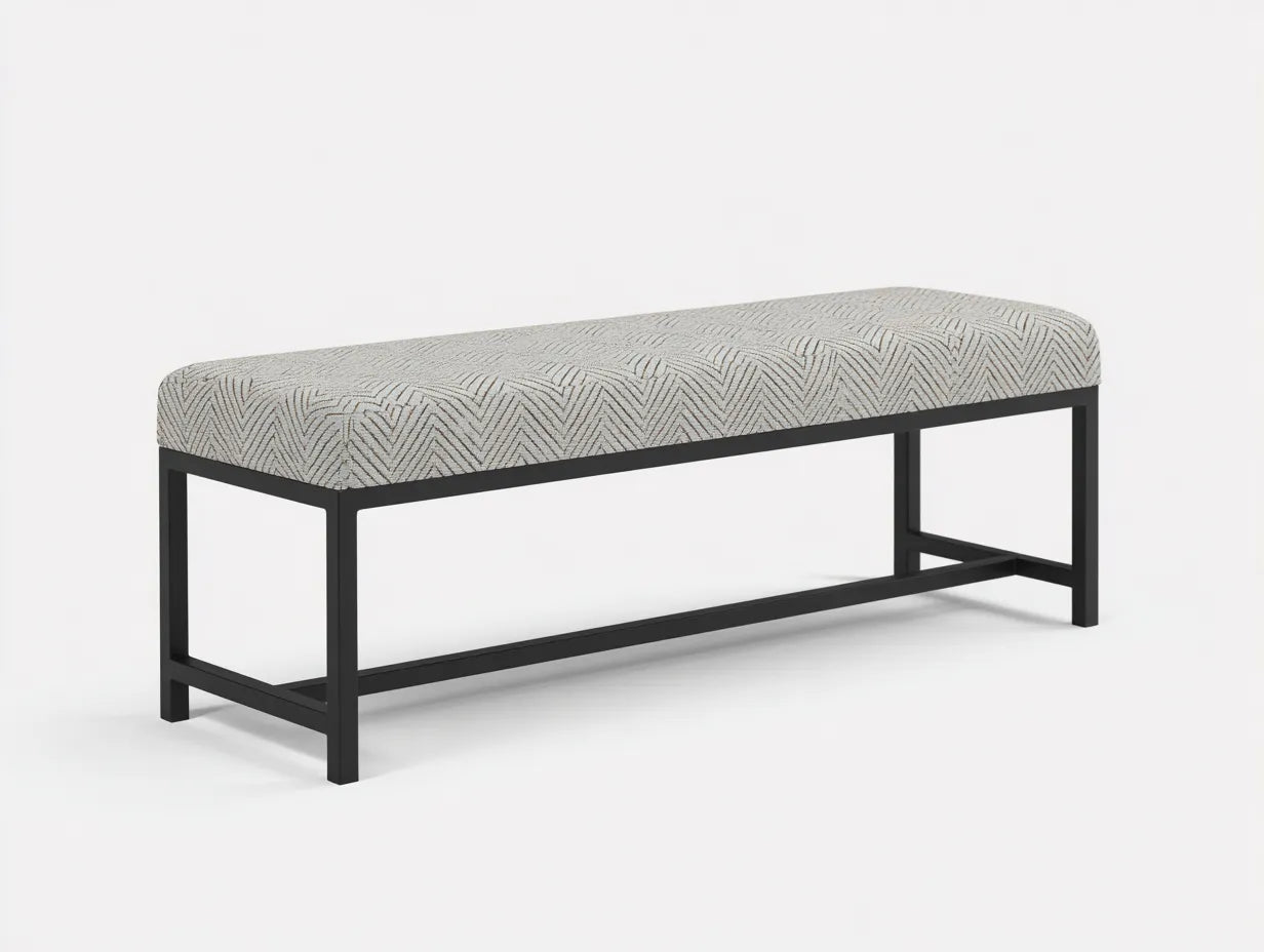Banco de dormitorio 140×40×45 cm - gris claro - diseño industrial con asiento tapizado