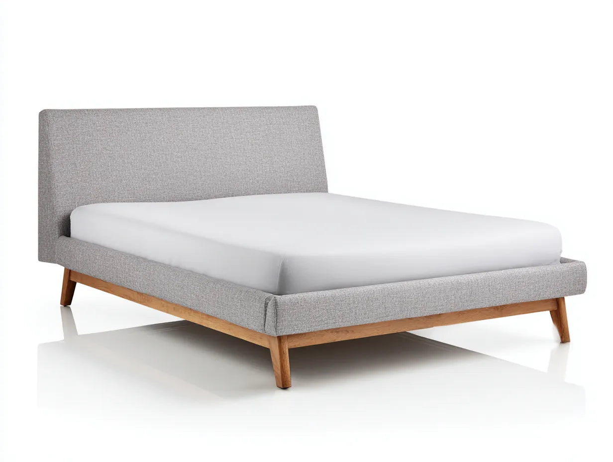 Cama doble 200×180×120 cm - gris claro - estructura tapizada moderna para dormitorio