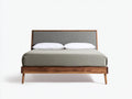 Cama doble 210×180×110 cm - gris y madera natural - estilo moderno para dormitorio