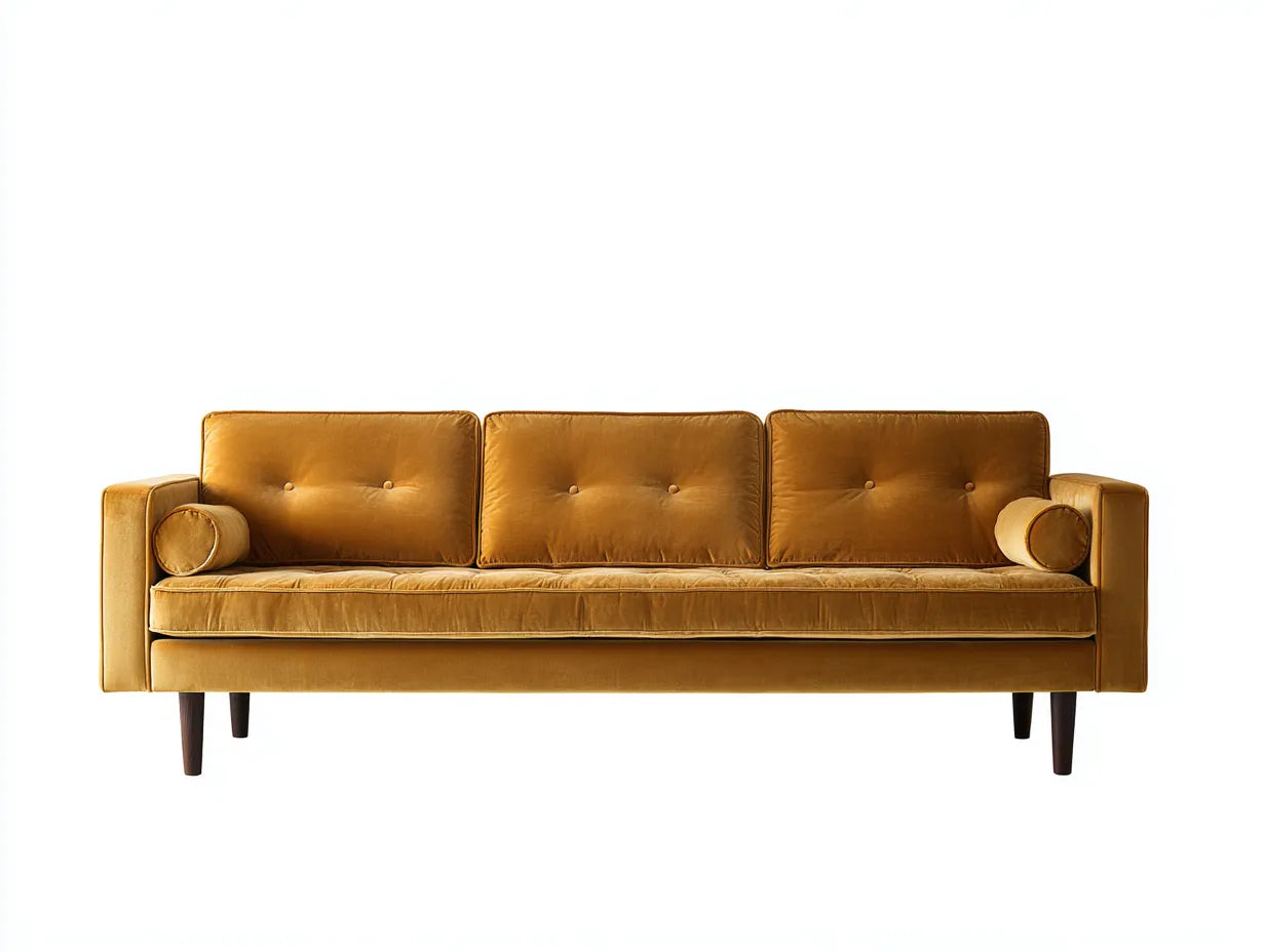 Sofá de 3 plazas 210×85×78 cm - tela amarillo - estilo moderno para salón