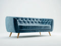 Sofá de 3 plazas tapizado en tejido 205×85×78 cm - azul - respaldo capitoné