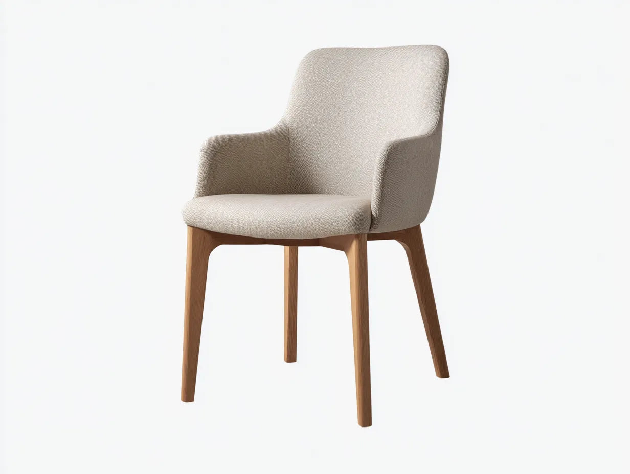 Silla de comedor 60×58×82 cm - madera natural y tela beige - diseño nórdico para salón